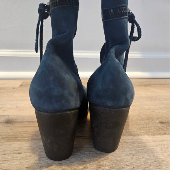 Arche x Achette Blue Night Nubuck Leather Knee High Heeled Boot sz 36 US 5 Basic - Picture 9 of 9